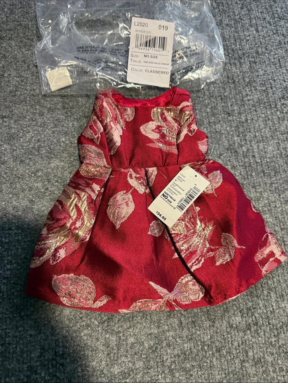 The Children's Place Red Floral Jacquard Party Dress with Gold Accents